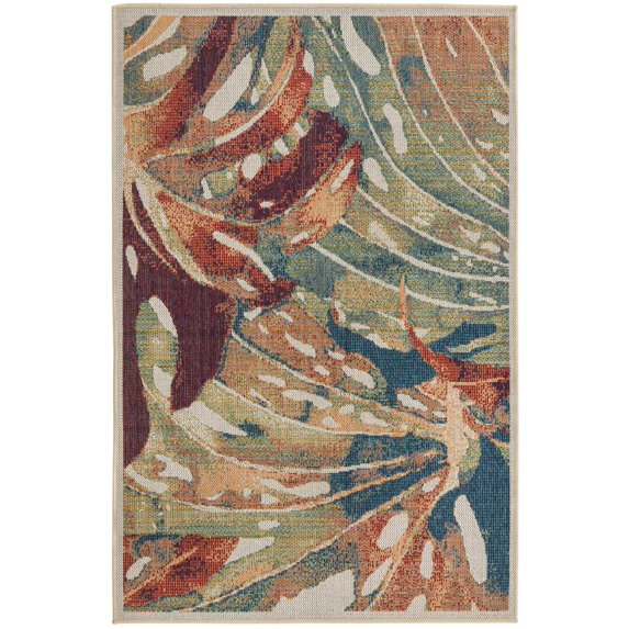 Rugs.com Baja Outdoor Collection Rug – 4' x 6' Multi Medium Rug Perfect For Entryways, Kitchens, Breakfast Nooks, Accent Pieces