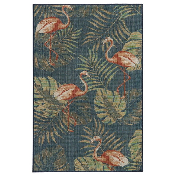 Rugs.com Baja Outdoor Collection Rug – 4' x 6' Navy Blue Medium Rug Perfect For Entryways, Kitchens, Breakfast Nooks, Accent Pieces