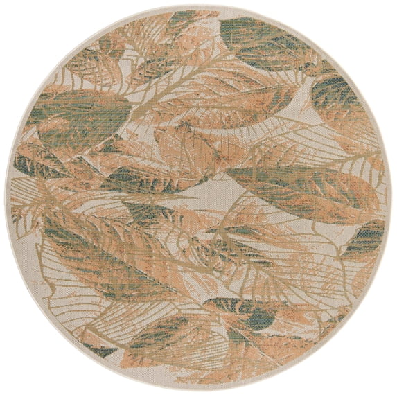 Rugs.com Baja Outdoor Collection Rug – 5 Ft Round Ivory Medium Rug Perfect For Kitchens, Dining Rooms