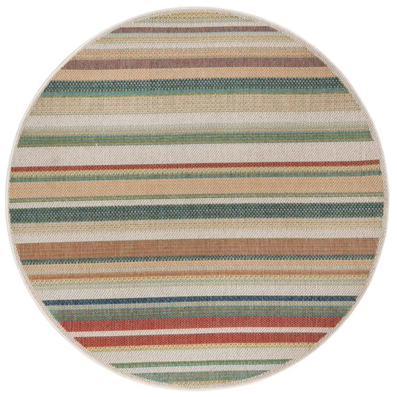 Rugs.com Baja Outdoor Collection Rug – 5 Ft Round Multi Medium Rug Perfect For Kitchens, Dining Rooms