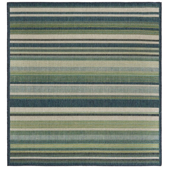 Rugs.com Baja Outdoor Collection Rug – 5 Ft Square Blue Medium Rug Perfect For Living Rooms, Kitchens, Entryways