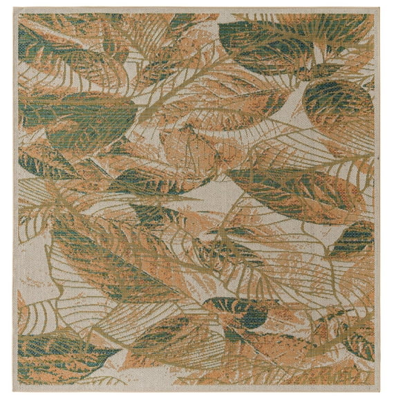 Rugs.com Baja Outdoor Collection Rug – 5 Ft Square Ivory Medium Rug Perfect For Living Rooms, Kitchens, Entryways
