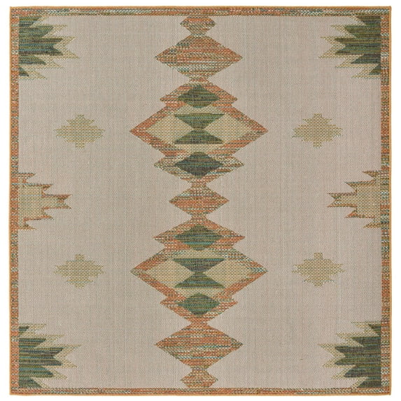 Rugs.com Baja Outdoor Collection Rug – 5 Ft Square Ivory Medium Rug Perfect For Living Rooms, Kitchens, Entryways