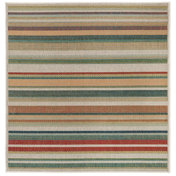 Rugs.com Baja Outdoor Collection Rug – 5 Ft Square Multi Medium Rug Perfect For Living Rooms, Kitchens, Entryways