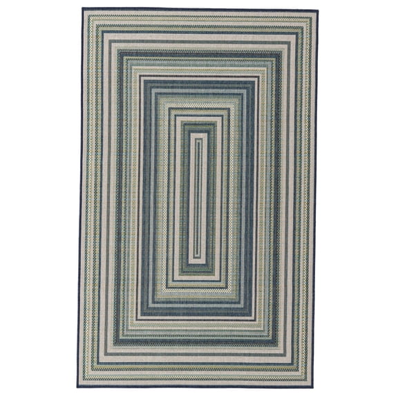 Rugs.com Baja Outdoor Collection Rug – 5' x 8' Blue Medium Rug Perfect For Bedrooms, Dining Rooms, Living Rooms