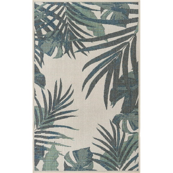 Rugs.com Baja Outdoor Collection Rug – 5' x 8' Ivory Medium Rug Perfect For Bedrooms, Dining Rooms, Living Rooms