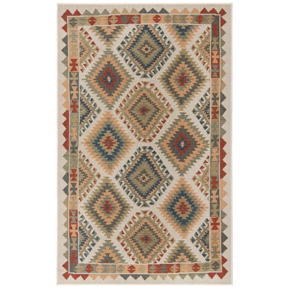 Rugs.com Baja Outdoor Collection Rug – 5' x 8' Ivory Medium Rug Perfect For Bedrooms, Dining Rooms, Living Rooms