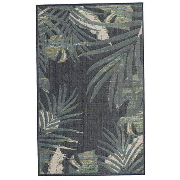 Rugs.com Baja Outdoor Collection Rug – 5' x 8' Navy Blue Medium Rug Perfect For Bedrooms, Dining Rooms, Living Rooms