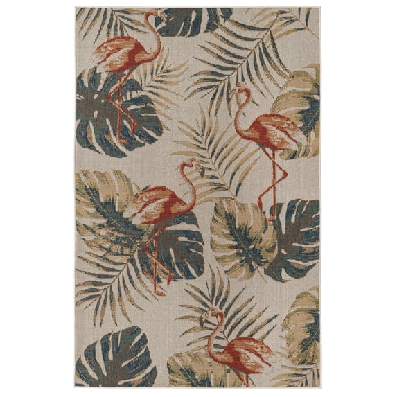 Rugs.com Baja Outdoor Collection Rug – 6' x 9' Ivory Medium Rug Perfect For Bedrooms, Dining Rooms, Living Rooms