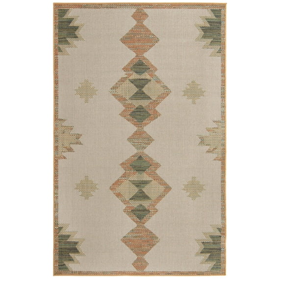 Rugs.com Baja Outdoor Collection Rug – 6' x 9' Ivory Medium Rug Perfect For Bedrooms, Dining Rooms, Living Rooms