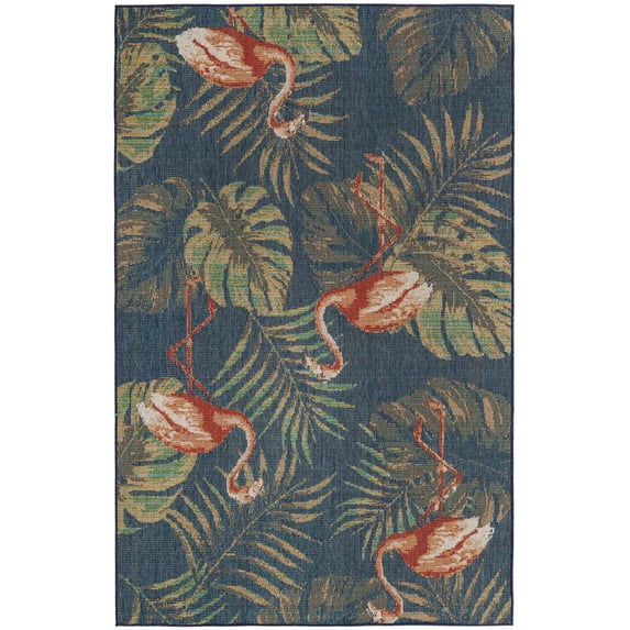 Rugs.com Baja Outdoor Collection Rug – 6' x 9' Navy Blue Medium Rug Perfect For Bedrooms, Dining Rooms, Living Rooms