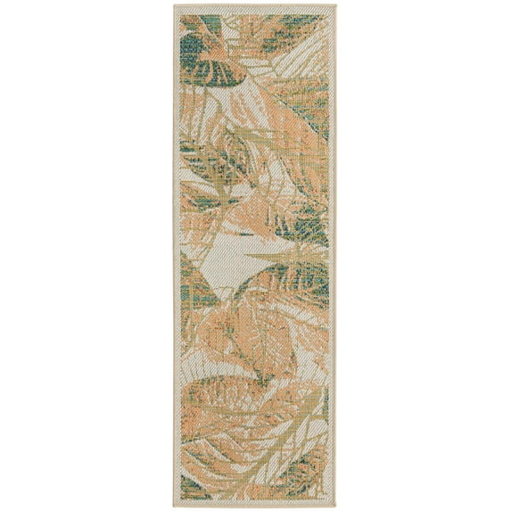 Rugs.com Baja Outdoor Collection Rug – 8 Ft Runner Ivory Medium Rug Perfect For Hallways, Entryways