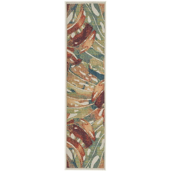 Rugs.com Baja Outdoor Collection Rug – 8 Ft Runner Multi Medium Rug Perfect For Hallways, Entryways