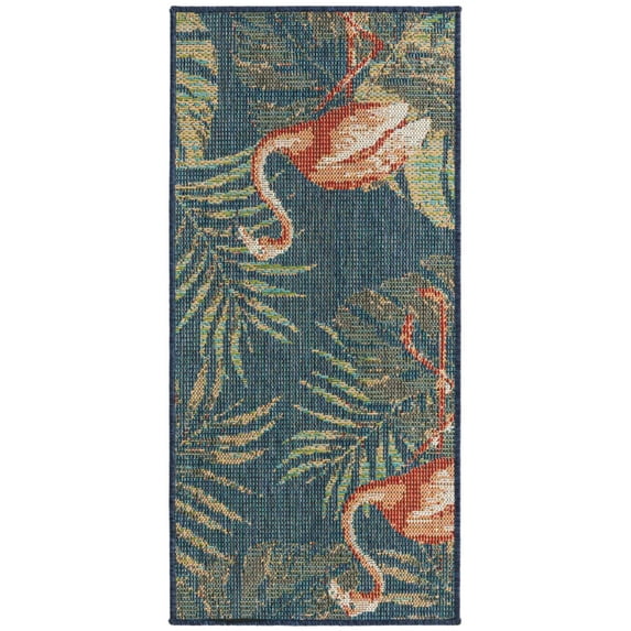 Rugs.com Baja Outdoor Collection Rug – 8 Ft Runner Navy Blue Medium Rug Perfect For Hallways, Entryways
