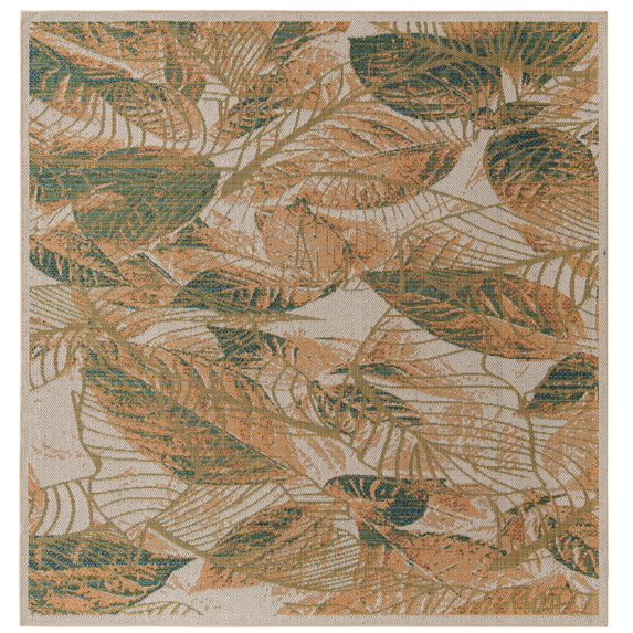 Rugs.com Baja Outdoor Collection Rug – 8 Ft Square Ivory Medium Rug Perfect For Living Rooms, Kitchens, Entryways