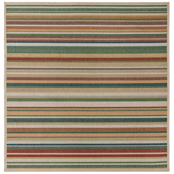 Rugs.com Baja Outdoor Collection Rug – 8 Ft Square Multi Medium Rug Perfect For Living Rooms, Kitchens, Entryways