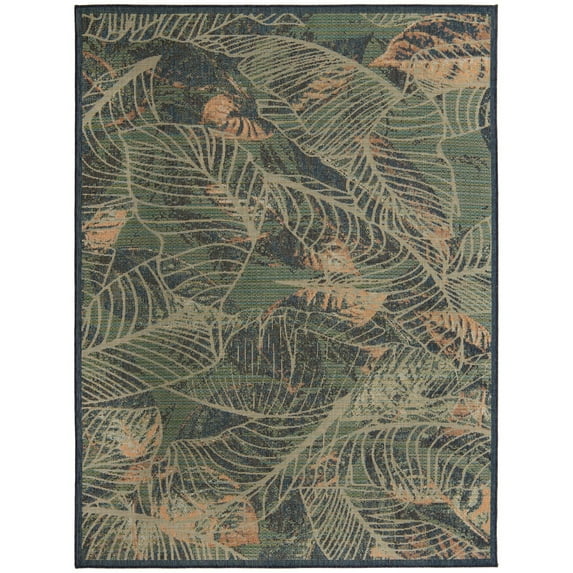 Rugs.com Baja Outdoor Collection Rug – 8' x 10' Blue Medium Rug Perfect For Living Rooms, Large Dining Rooms, Open Floorplans