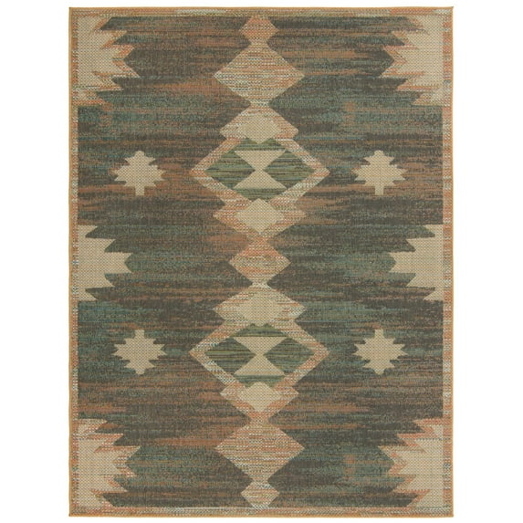 Rugs.com Baja Outdoor Collection Rug – 8' x 10' Multi Medium Rug Perfect For Living Rooms, Large Dining Rooms, Open Floorplans