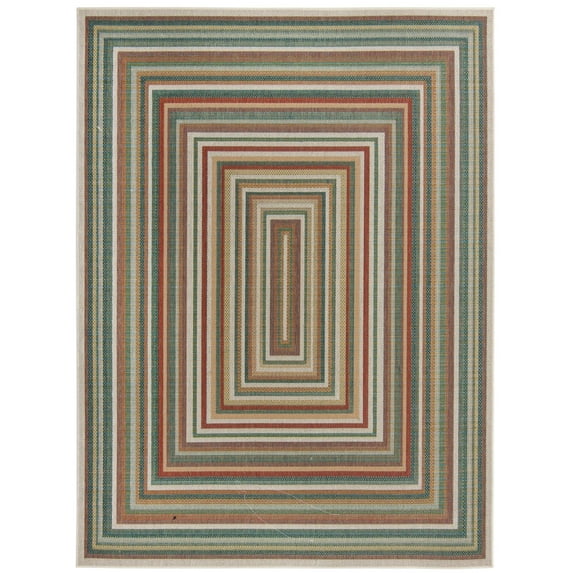 Rugs.com Baja Outdoor Collection Rug – 8' x 10' Multi Medium Rug Perfect For Living Rooms, Large Dining Rooms, Open Floorplans