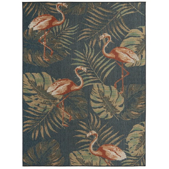 Rugs.com Baja Outdoor Collection Rug – 8' x 10' Navy Blue Medium Rug Perfect For Living Rooms, Large Dining Rooms, Open Floorplans