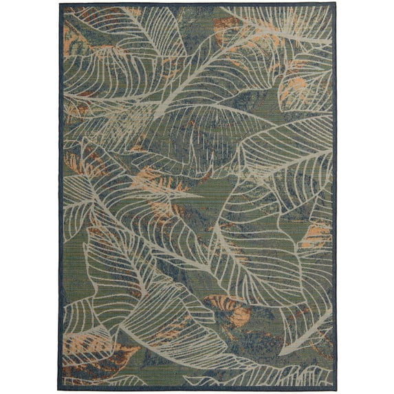 Rugs.com Baja Outdoor Collection Rug – 9' x 12' Blue Medium Rug Perfect For Living Rooms, Large Dining Rooms, Open Floorplans