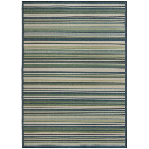 Rugs.com Baja Outdoor Collection Rug – 9' x 12' Blue Medium Rug Perfect For Living Rooms, Large Dining Rooms, Open Floorplans