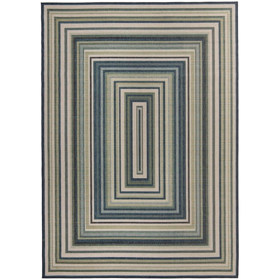Rugs.com Baja Outdoor Collection Rug – 9' x 12' Blue Medium Rug Perfect For Living Rooms, Large Dining Rooms, Open Floorplans