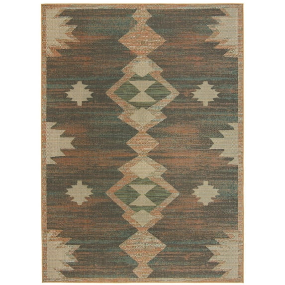 Rugs.com Baja Outdoor Collection Rug – 9' x 12' Multi Medium Rug Perfect For Living Rooms, Large Dining Rooms, Open Floorplans