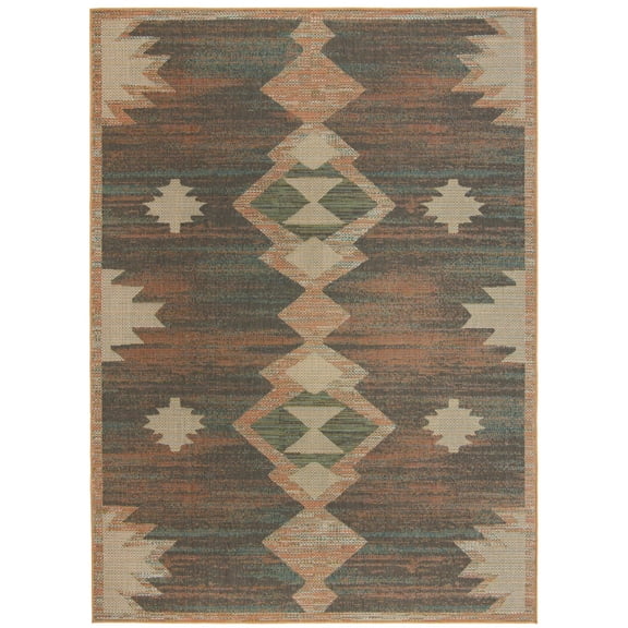 Rugs.com Baja Outdoor Collection Rug – 9' x 12' Multi Medium Rug Perfect For Living Rooms, Large Dining Rooms, Open Floorplans