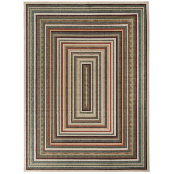 Rugs.com Baja Outdoor Collection Rug – 9' x 12' Multi Medium Rug Perfect For Living Rooms, Large Dining Rooms, Open Floorplans