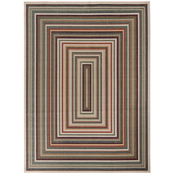 Rugs.com Baja Outdoor Collection Rug – 9' x 12' Multi Medium Rug Perfect For Living Rooms, Large Dining Rooms, Open Floorplans