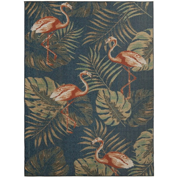 Rugs.com Baja Outdoor Collection Rug – 9' x 12' Navy Blue Medium Rug Perfect For Living Rooms, Large Dining Rooms, Open Floorplans