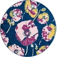 thumbnail image 1 of Rugs.com Bloom Collection Rug – 3 Ft Round Navy Blue Medium-Pile Rug Perfect For Kitchens, Dining Rooms, 1 of 1