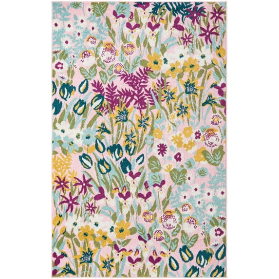 Rugs.com Bloom Collection Rug – 5' x 8' Pink Medium-Pile Rug Perfect For Bedrooms, Dining Rooms, Living Rooms