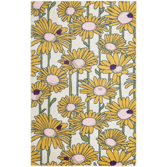 Rugs.com Bloom Collection Rug – 5' x 8' White Medium-Pile Rug Perfect For Bedrooms, Dining Rooms, Living Rooms