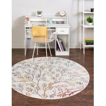 Rugs.com Blossom Collection Rug – 10 Ft Round Ivory Medium Rug Perfect For Kitchens, Dining Rooms