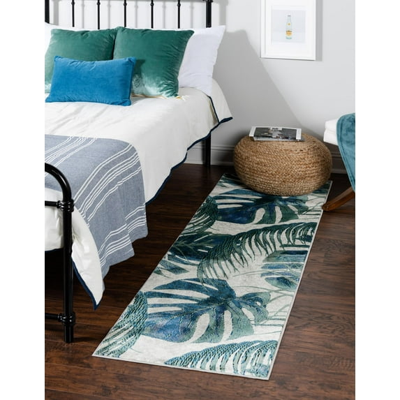Rugs.com Blossom Collection Rug – 12 Ft Runner Ivory Medium Rug Perfect For Hallways, Entryways