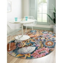 Rugs.com Blossom Collection Rug – 4' x 6' Oval Multi Medium Rug Perfect For Living Rooms, Large Dining Rooms, Open Floorplans