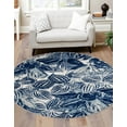 thumbnail image 1 of Rugs.com Blossom Collection Rug – 5 Ft Round Navy Blue Medium Rug Perfect For Kitchens, Dining Rooms, 1 of 9