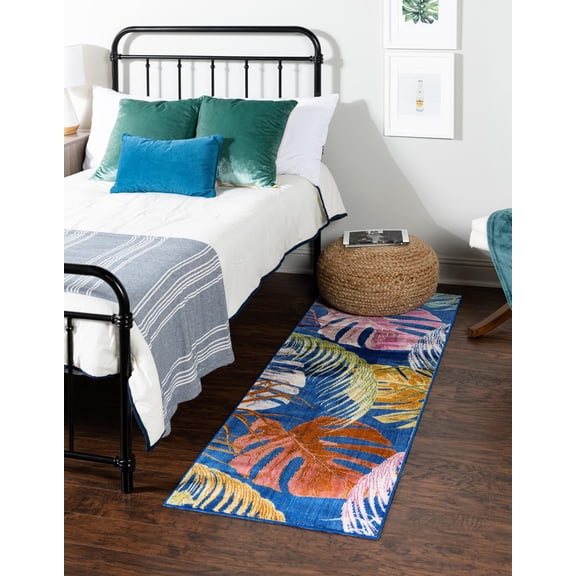Rugs.com Blossom Collection Rug – 6 Ft Runner Multi Medium Rug Perfect For Hallways, Entryways