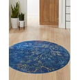 thumbnail image 1 of Rugs.com Blossom Collection Rug – 7 Ft Round Blue Medium Rug Perfect For Kitchens, Dining Rooms, 1 of 8