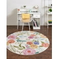 thumbnail image 1 of Rugs.com Blossom Collection Rug – 7 Ft Round Ivory Medium Rug Perfect For Kitchens, Dining Rooms, 1 of 8