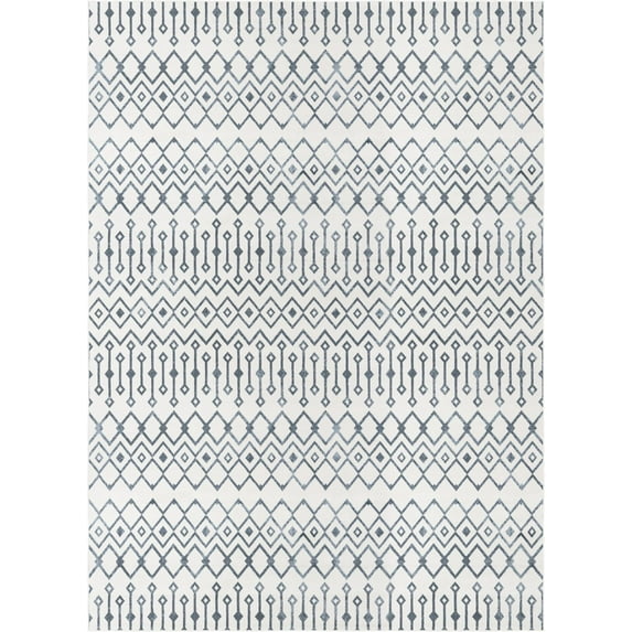 Rugs.com Bohemian Trellis Collection Rug – 10' x 13' Coastal White Low Rug Perfect For Living Rooms, Large Dining Rooms, Open Floorplans