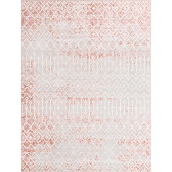 Rugs.com Bohemian Trellis Collection Rug – 10' x 14' Dusty Rose Low Rug Perfect For Living Rooms, Large Dining Rooms, Open Floorplans