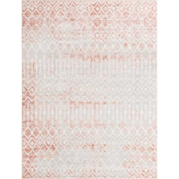 Rugs.com Bohemian Trellis Collection Rug – 10' x 14' Dusty Rose Low Rug Perfect For Living Rooms, Large Dining Rooms, Open Floorplans