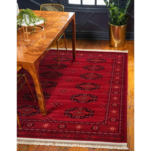 Rugs.com Bokhara Collection Rug – 5' x 8' Red Low Rug Perfect For Bedrooms, Dining Rooms, Living Rooms