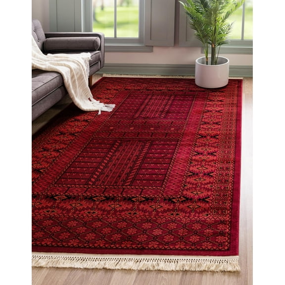 Rugs.com Bokhara Collection Rug – 8' x 11' Red Low Rug Perfect For Living Rooms, Large Dining Rooms, Open Floorplans