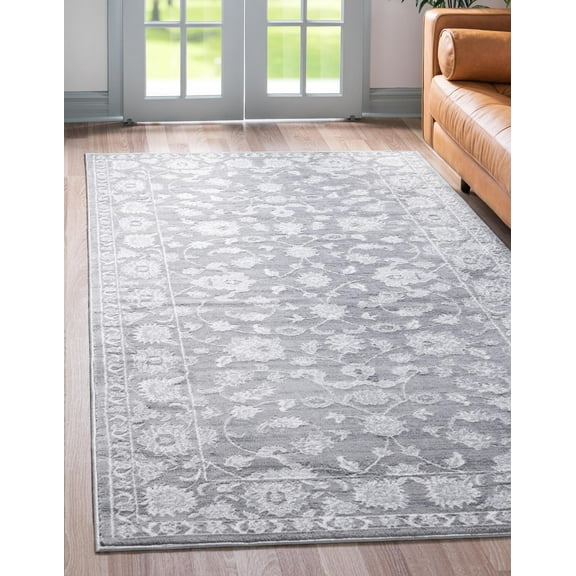 Rugs.com Boston Collection Rug – 3' x 5' Gray Low-Pile Rug Perfect For Living Rooms, Large Dining Rooms, Open Floorplans