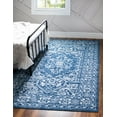 thumbnail image 1 of Rugs Boston Collection Area Rug, 5' x 8', Low-Pile Blue Floral Design, 1 of 9