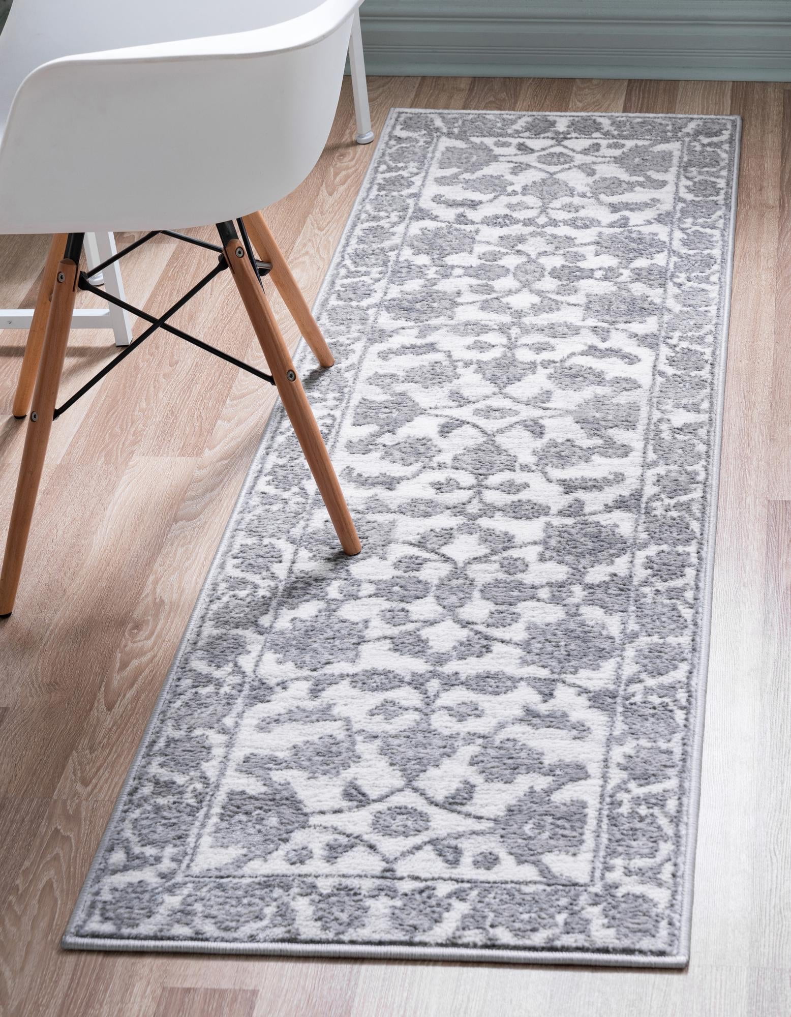 Rugs.com Boston Collection Rug – 8 Ft Runner Light Gray Low-Pile Rug ...